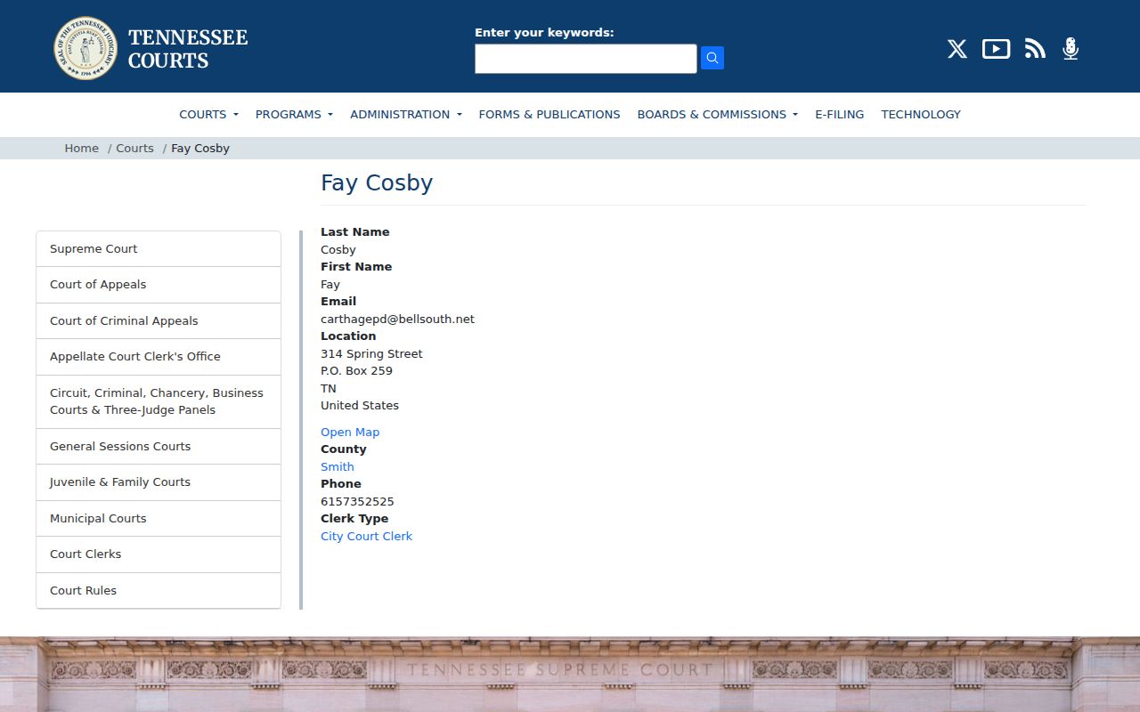 Carthage criminal court records clerk listing