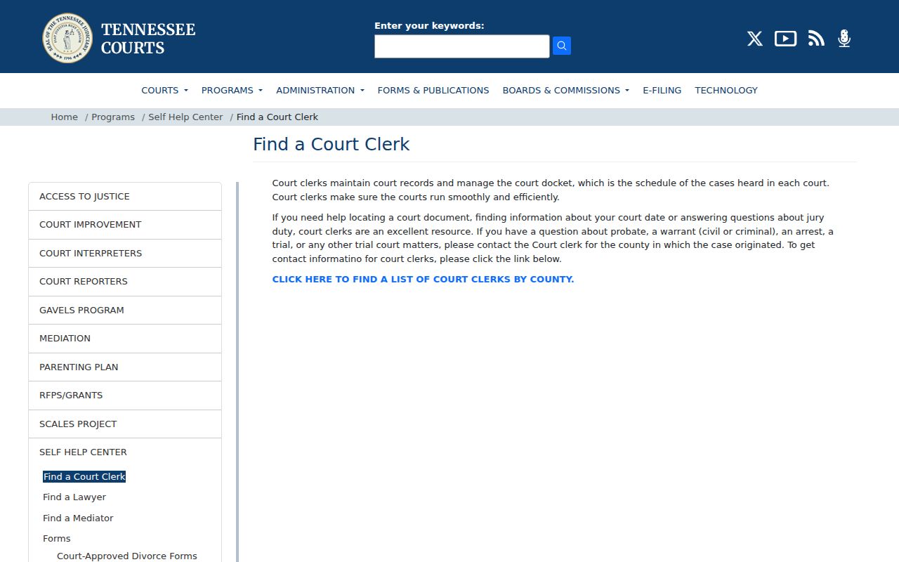 Smith County court case clerk search guidance