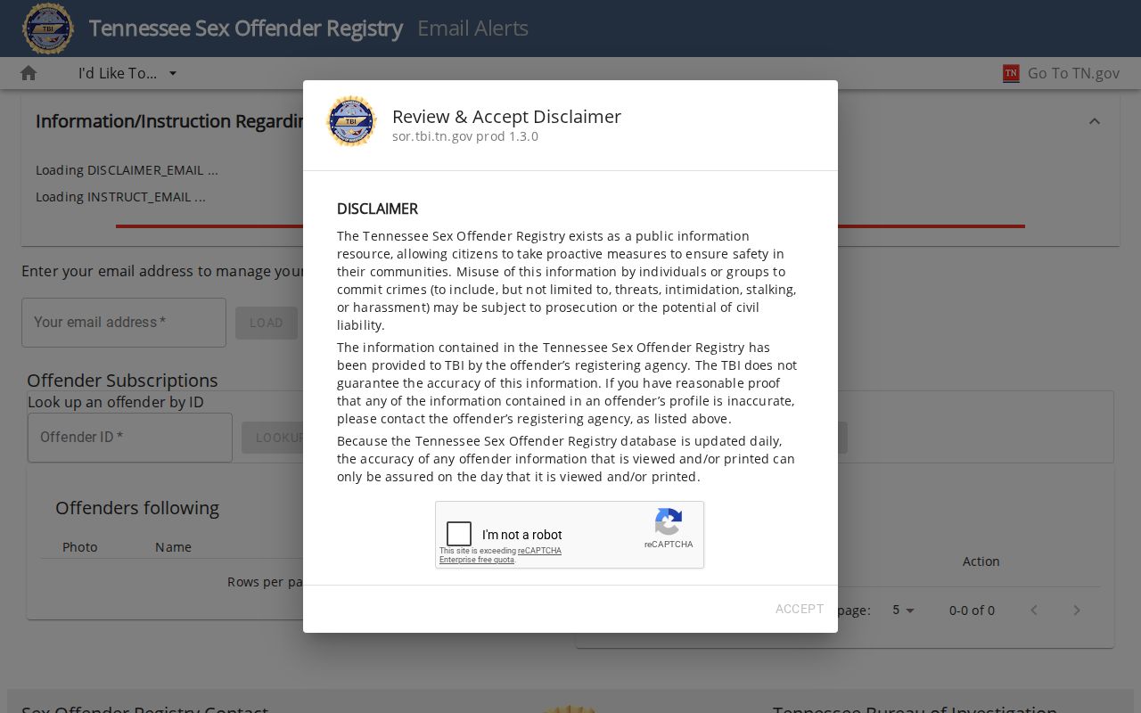Smith County sex offender lookup email alerts on the Tennessee registry